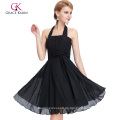 Grace Karin Halfter knielangen Chiffon schwarzes Abschlussballkleid CL2290-1